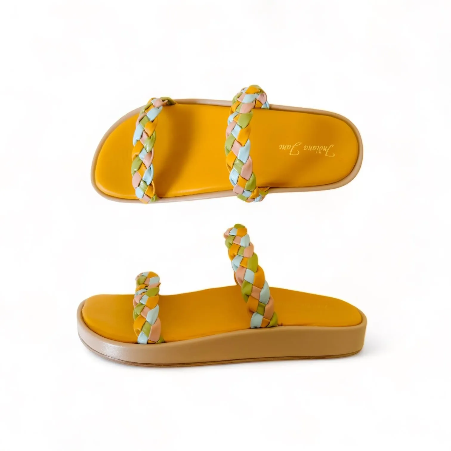 LUPE Multicolor Braided Cushioned Slides